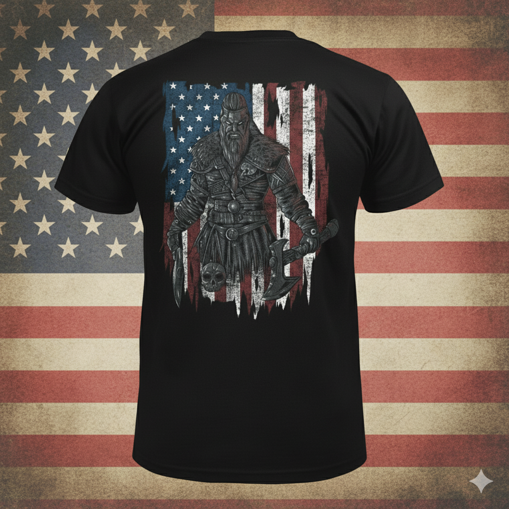 Viking Warrior American Flag